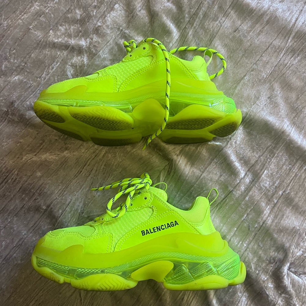 Balenciaga Neon Green Triple S Sneakers